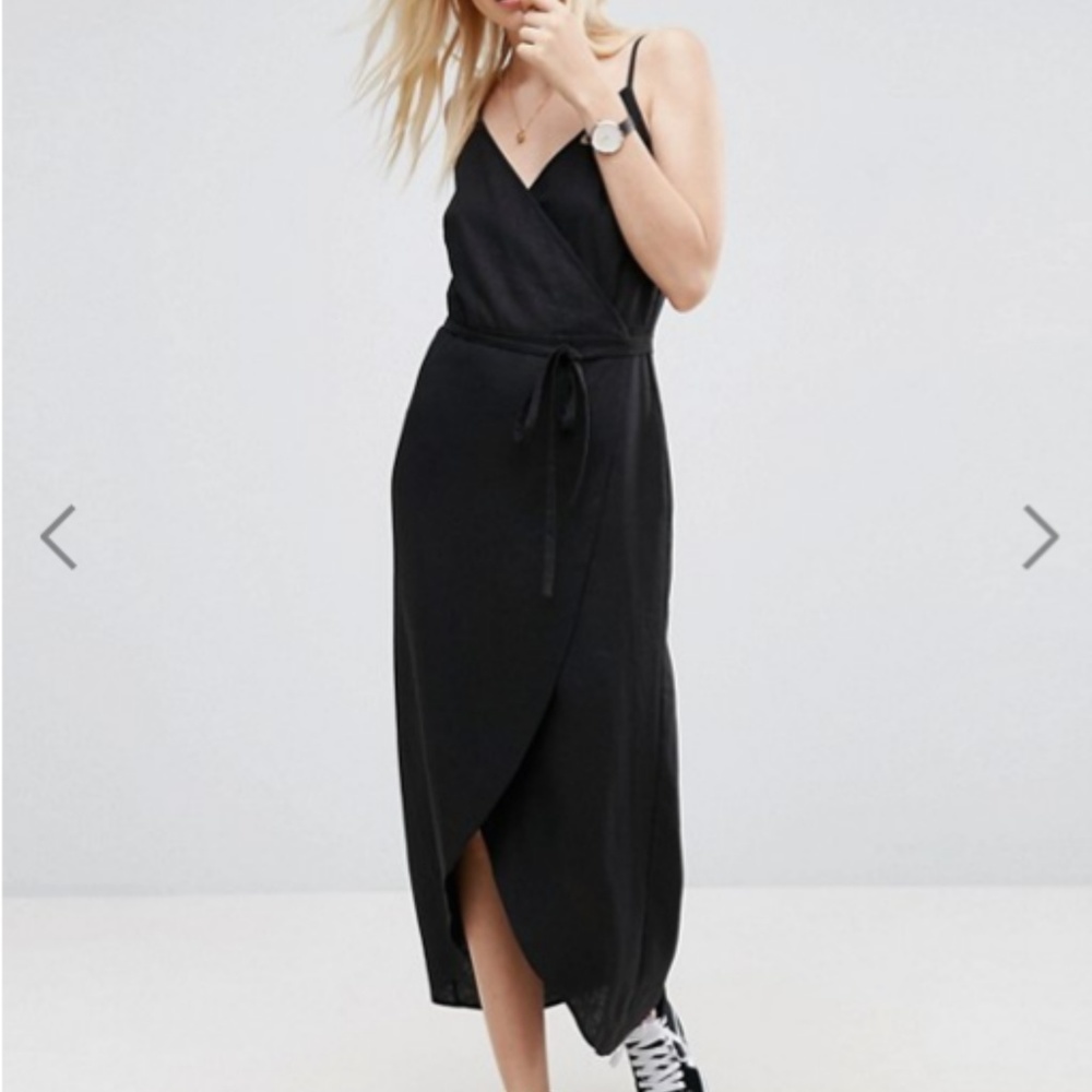 Asos Linen Blend Wrap Maxi Dress